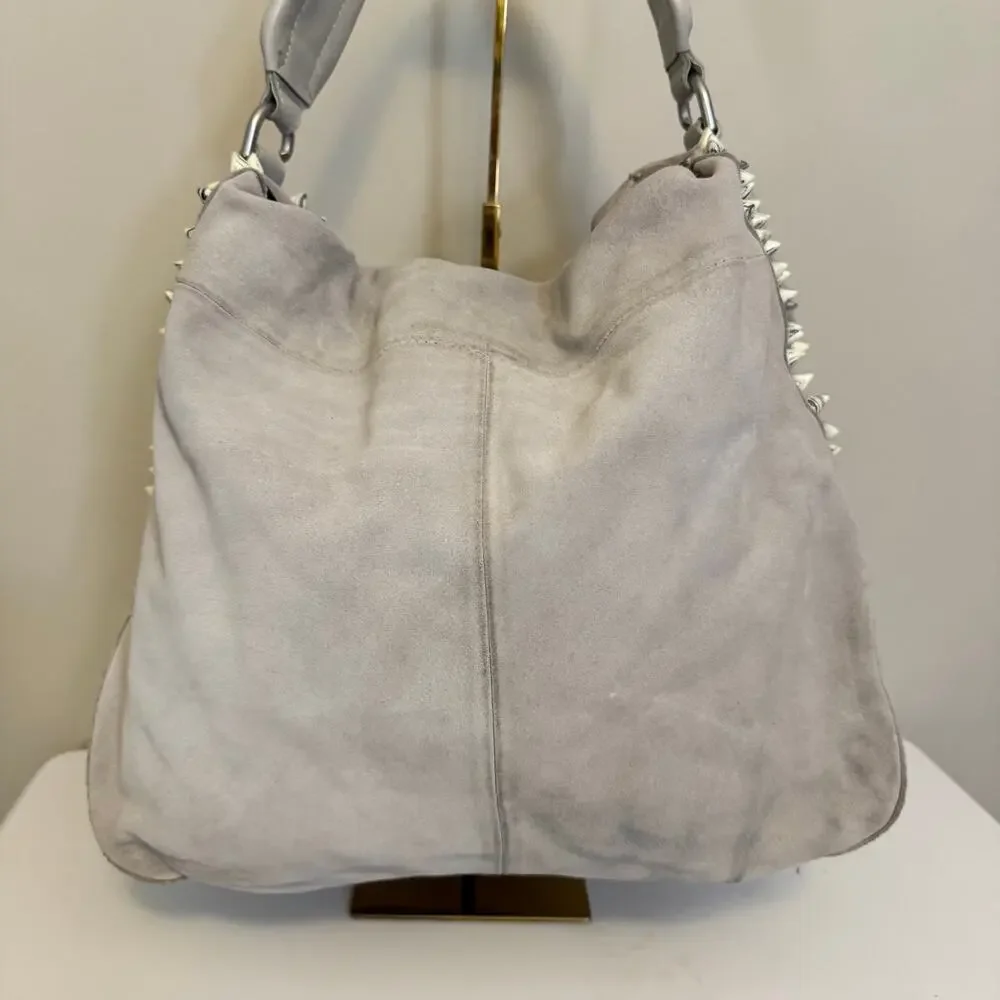 Liebeskind Berlin Yokohama Hyena Hobo Handbag Gray Cow Leather Studded Designer